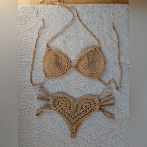 Golden Goddess Handmade Crochet Bikini Set , Like new XS-S